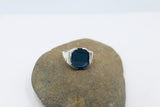 Stg Silver Ring with Syn Blue Stone 208ALXBS