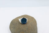 Stg Silver Ring with Syn Blue Stone 208ALXBS