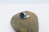 Stg Silver Ring with Syn Blue Stone 208ALXBS