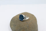 Stg Silver Ring with Syn Blue Stone 208ALXBS