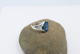 Stg Silver Ring with Syn Blue Stone 208ALXBS