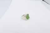 Stg Silver Ring with Greenstone with CZs 202ALX