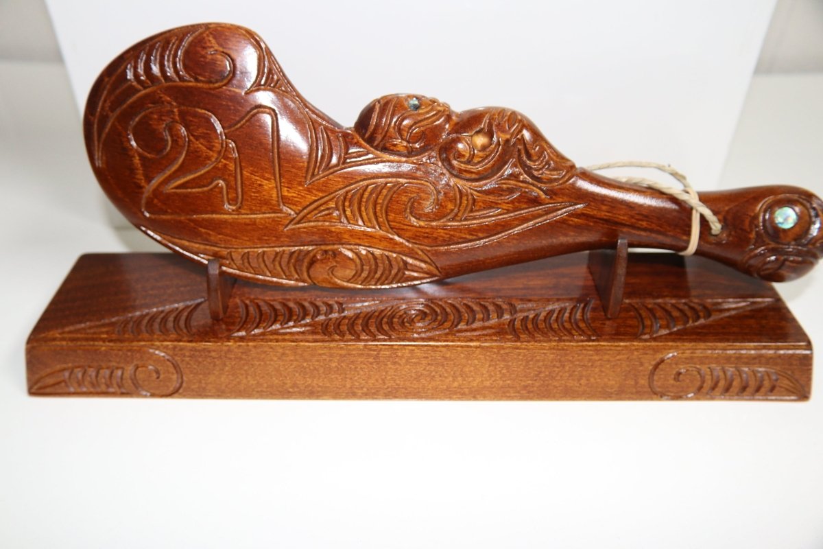Native New Zealand wood 21st Wahaika With Base
