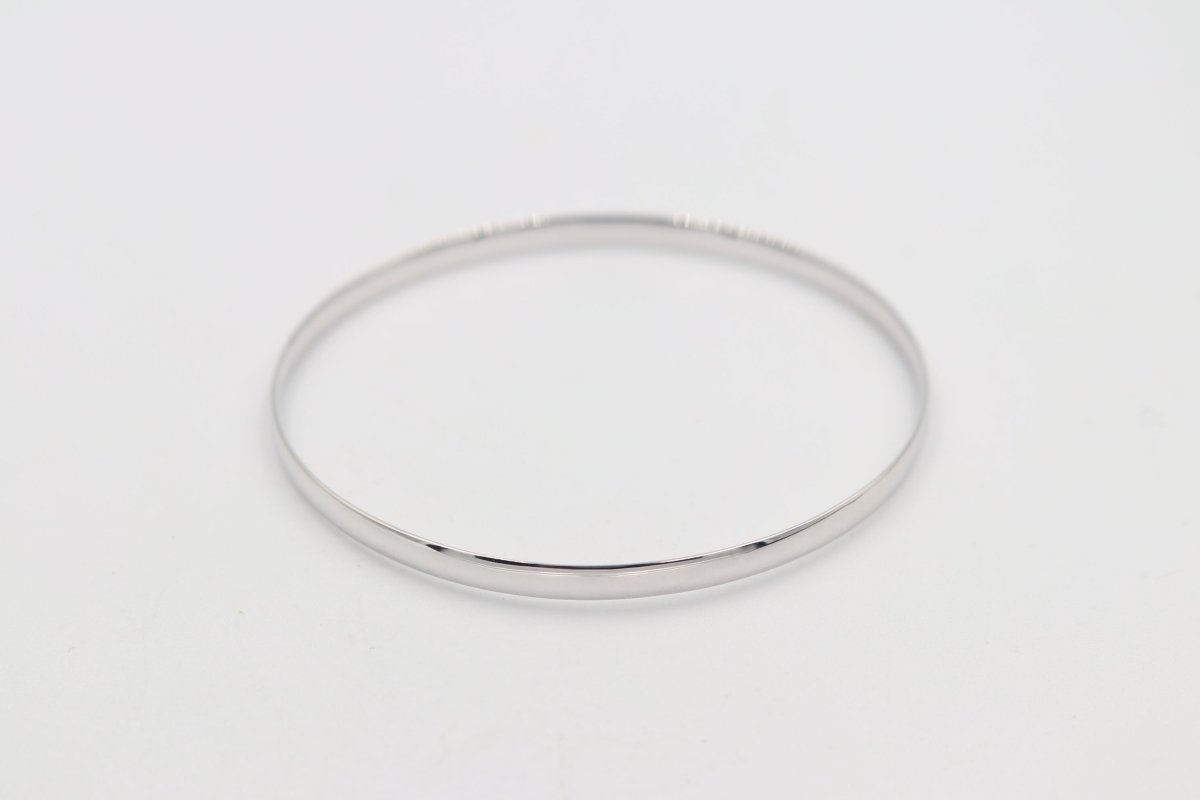 9ct White Gold Solid Bangle 4mm