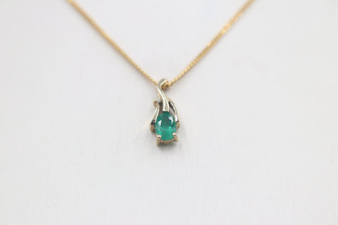 9ct Gold Genuine Emerald Pendent