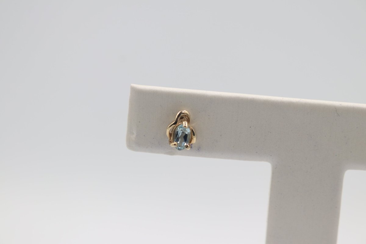 9ct Gold set Genuine Aquamarine Earrings