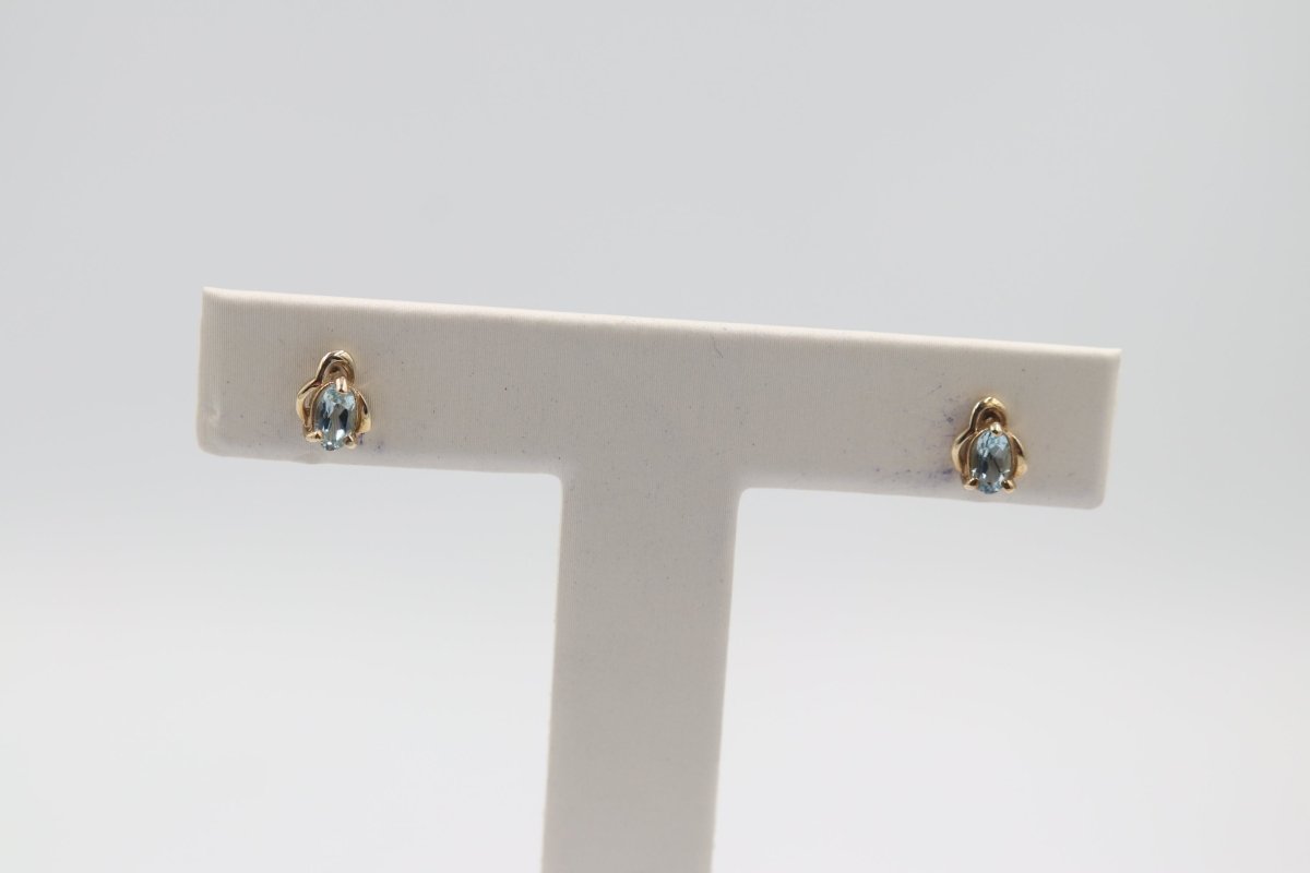 9ct Gold set Genuine Aquamarine Earrings