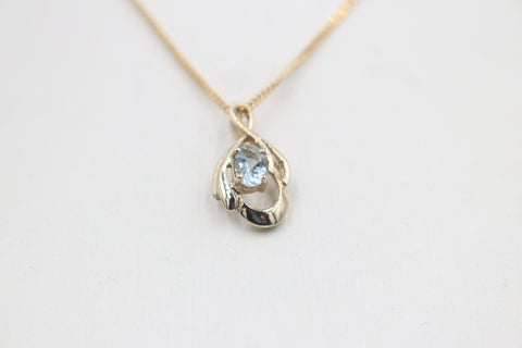 9ct Gold Genuine Aquamarine Pendent