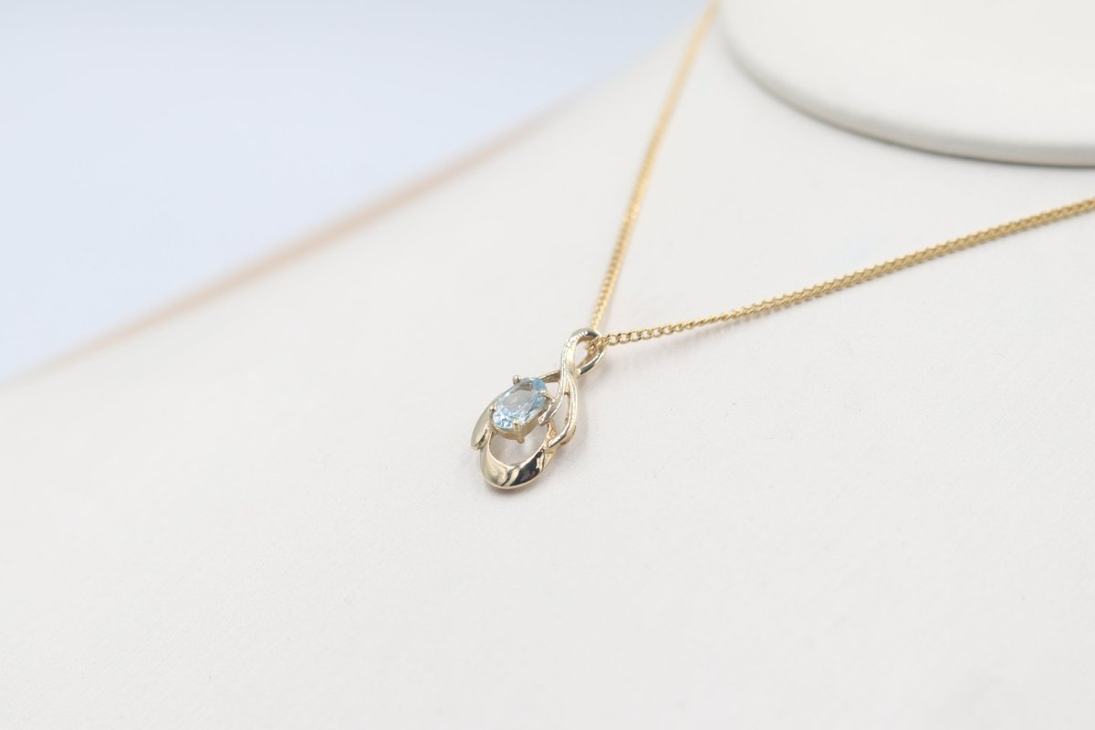 9ct Gold Genuine Aquamarine Pendent