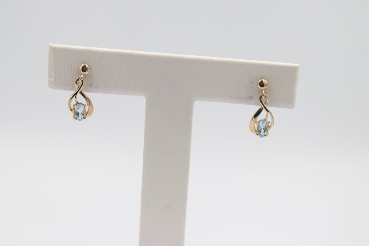 9ct Gold set Genuine Aquamarine Earrings