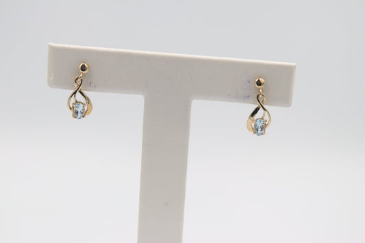 9ct Gold set Genuine Aquamarine Earrings