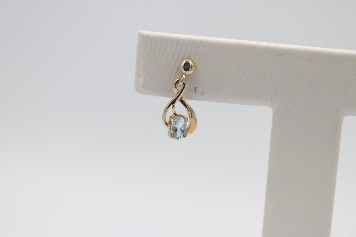9ct Gold set Genuine Aquamarine Earrings