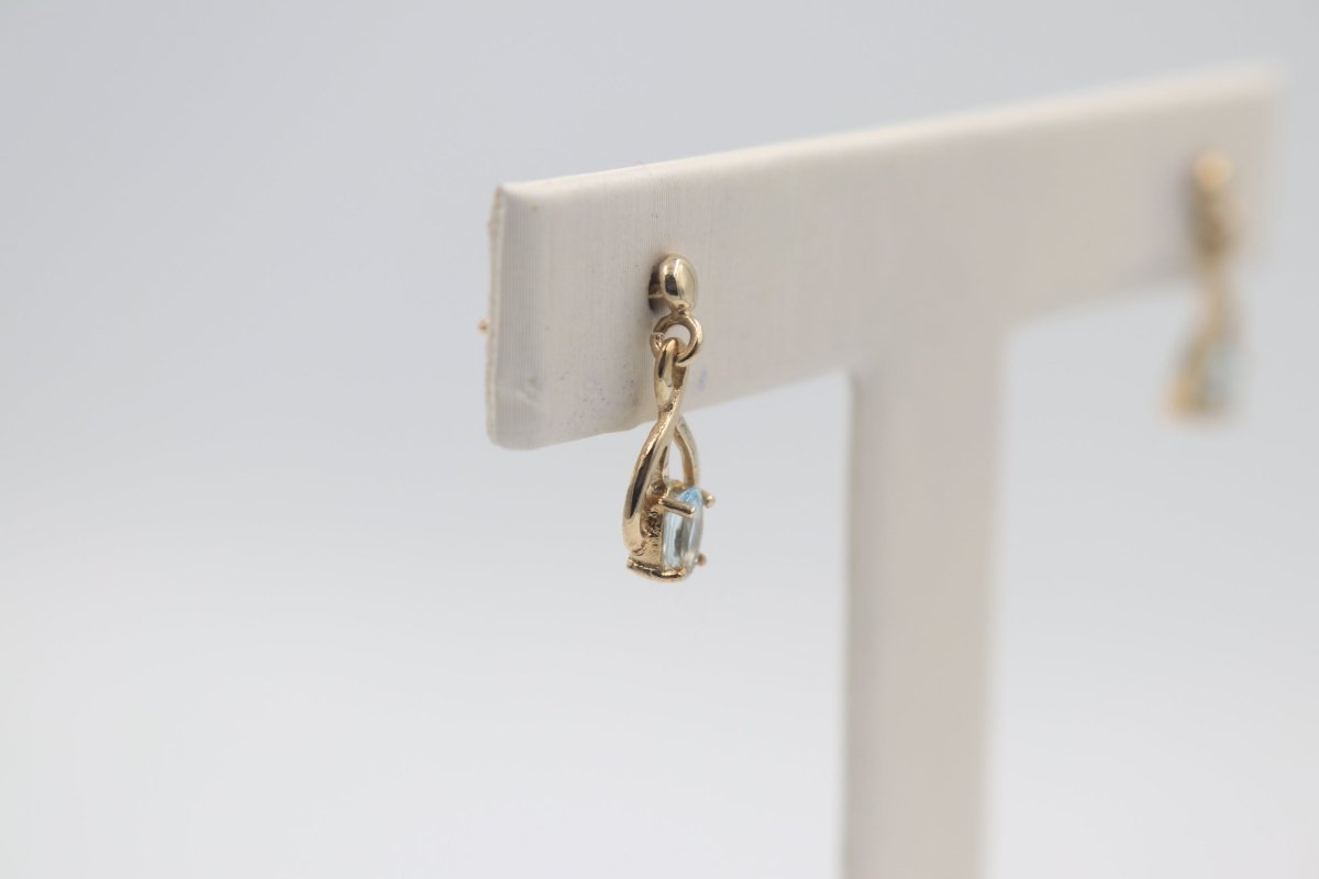 9ct Gold set Genuine Aquamarine Earrings