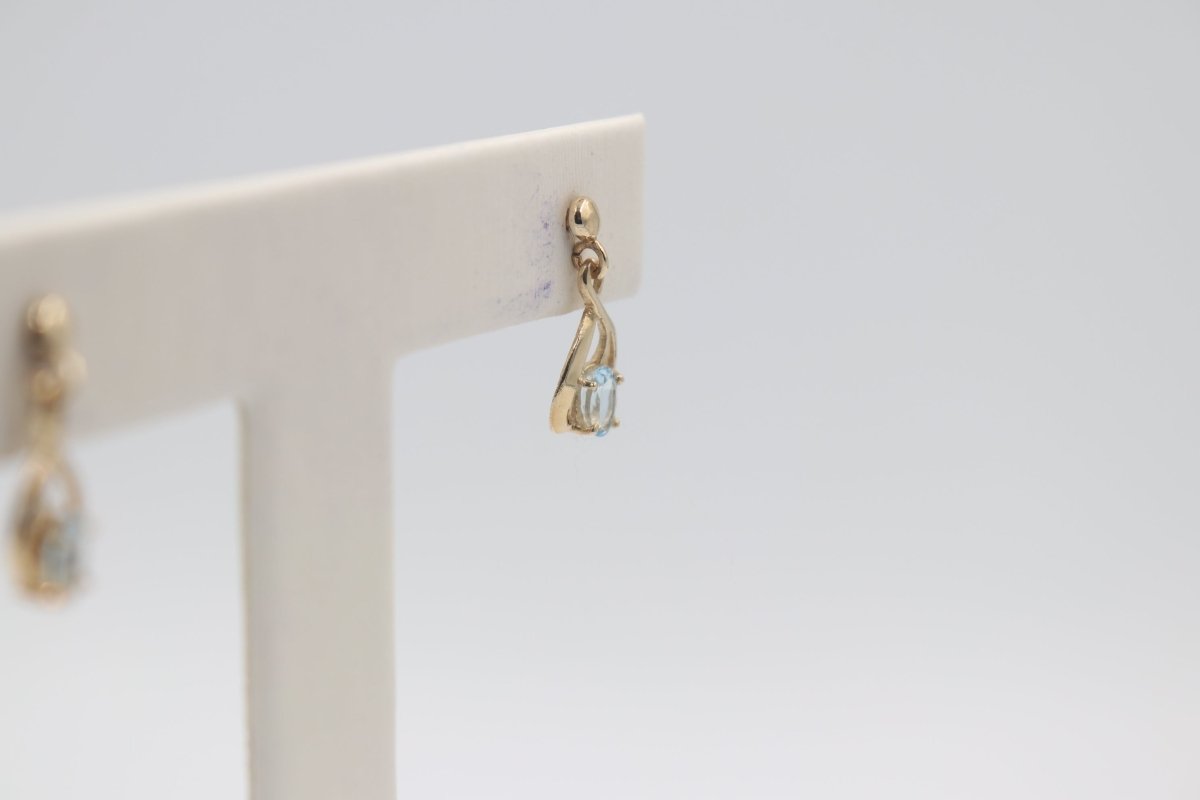 9ct Gold set Genuine Aquamarine Earrings