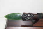 New Zealand Wood and Greenstone Taiaha with base