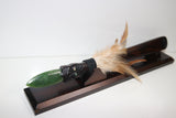 New Zealand Wood and Greenstone Taiaha with base