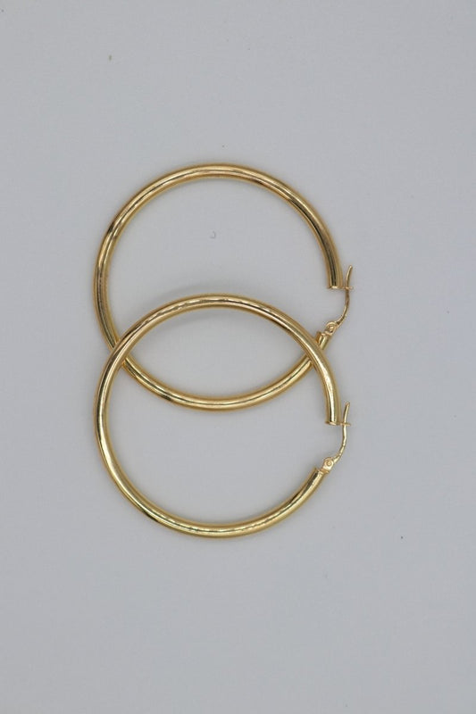9ct Gold Plain Round 40mm Hoops 3mm tubes