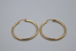 9ct Gold Plain Round 30mm Hoops 2.5mm tubes