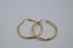 9ct Gold Plain Round 30mm Hoops 2.5mm tubes