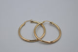 9ct Gold Plain Round 30mm Hoops 2.5mm tubes