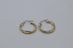 9ct Gold Plain Tube Two Tone Hoop Earrings