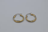 9ct Gold Plain Tube Two Tone Hoop Earrings