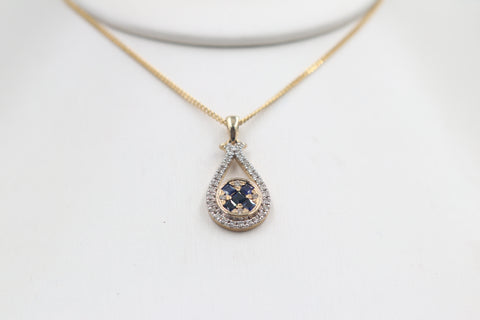 9ct Yellow Gold Sapphire & Diamond Pendent