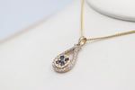 9ct Yellow Gold Sapphire & Diamond Pendent
