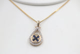 9ct Yellow Gold Sapphire & Diamond Pendent