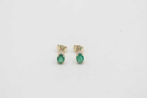 9ct Gold Emerald & Diamond Stud SYE1882