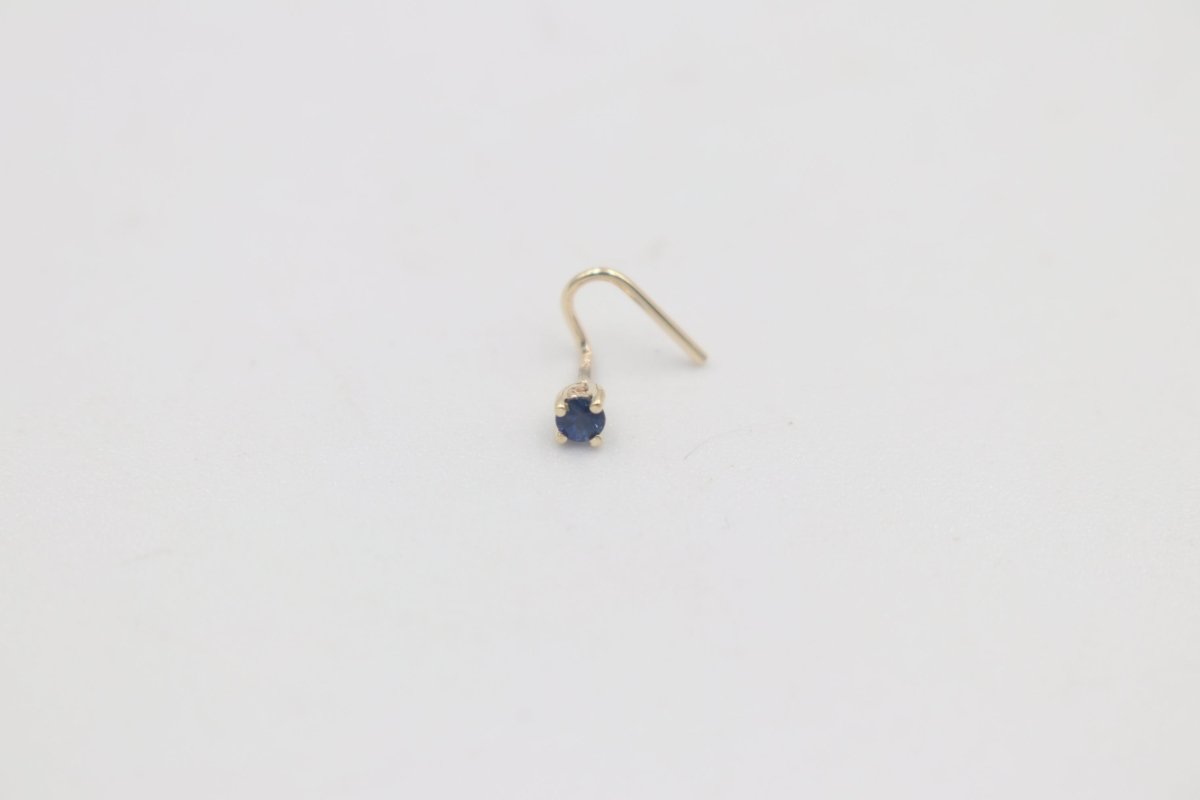 9ct Gold Genuine Ceylon Sapphire Nose Stud 2mm