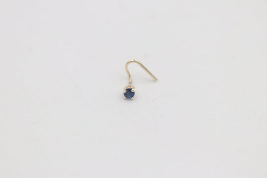 9ct Gold Genuine Ceylon Sapphire Nose Stud 2mm
