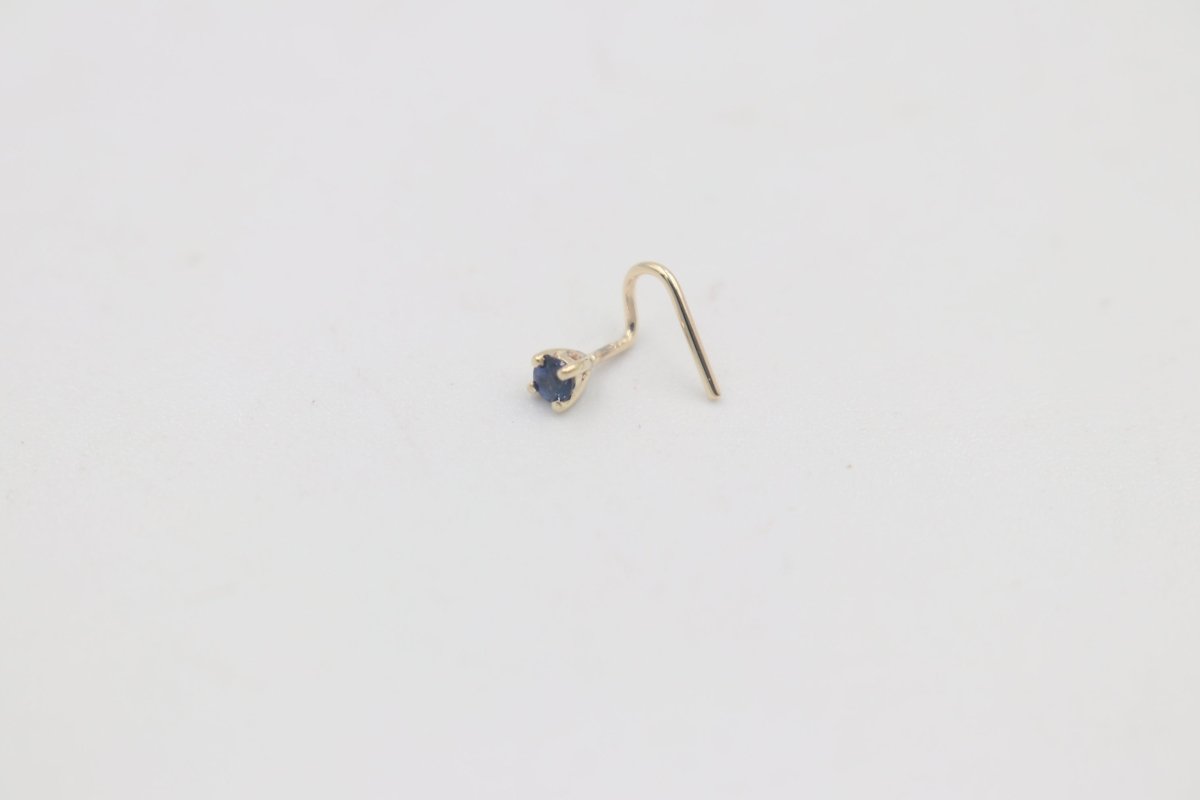 9ct Gold Genuine Ceylon Sapphire Nose Stud 2mm