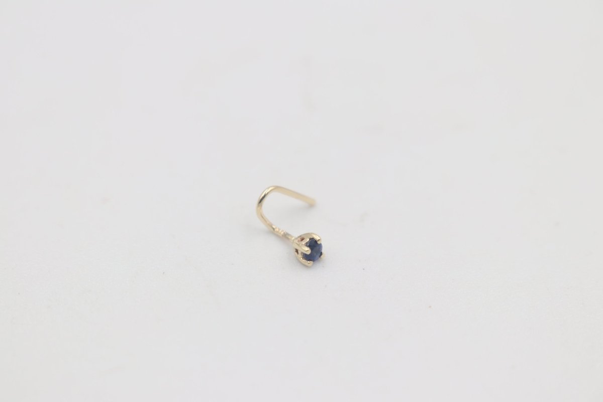 9ct Gold Genuine Ceylon Sapphire Nose Stud 2mm