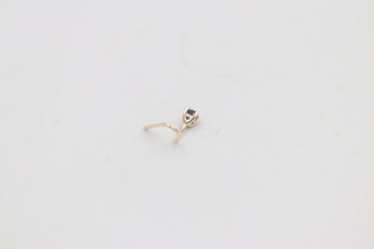 9ct Gold Genuine Ceylon Sapphire Nose Stud 2mm