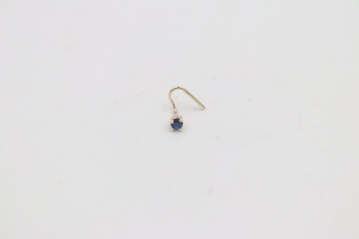 9ct Gold Genuine Ceylon Sapphire Nose Stud 2mm