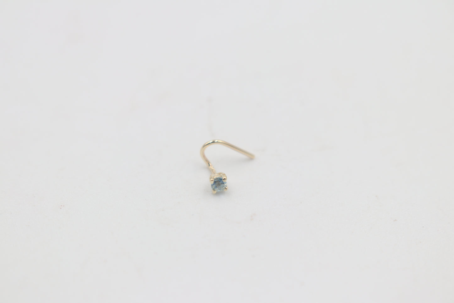 9ct  Gold Genuine Aquamarine Nose Stud 2mm