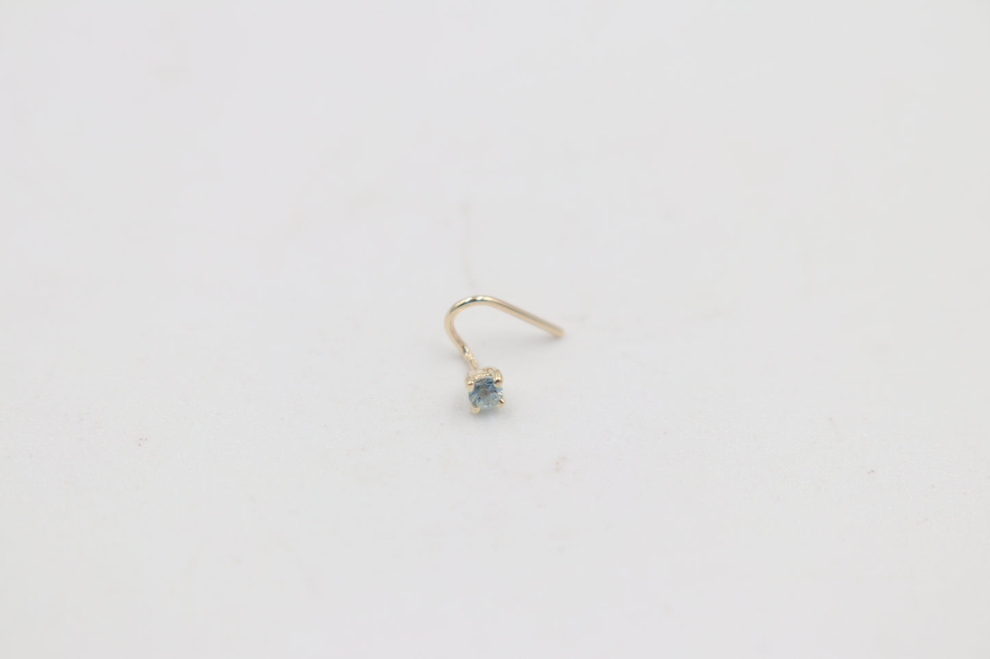 9ct  Gold Genuine Aquamarine Nose Stud 2mm