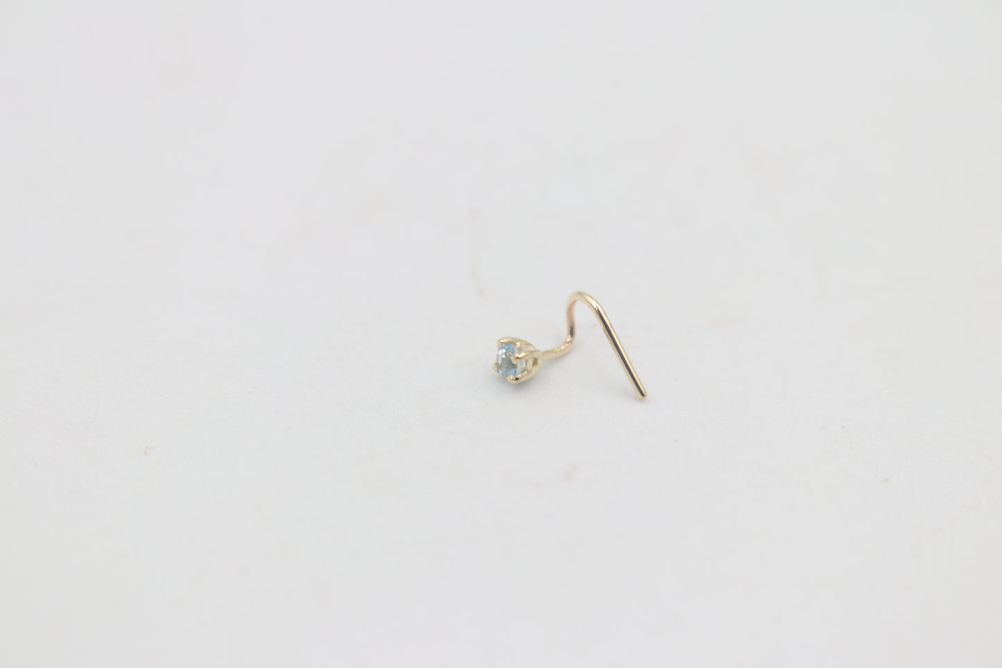 9ct  Gold Genuine Aquamarine Nose Stud 2mm
