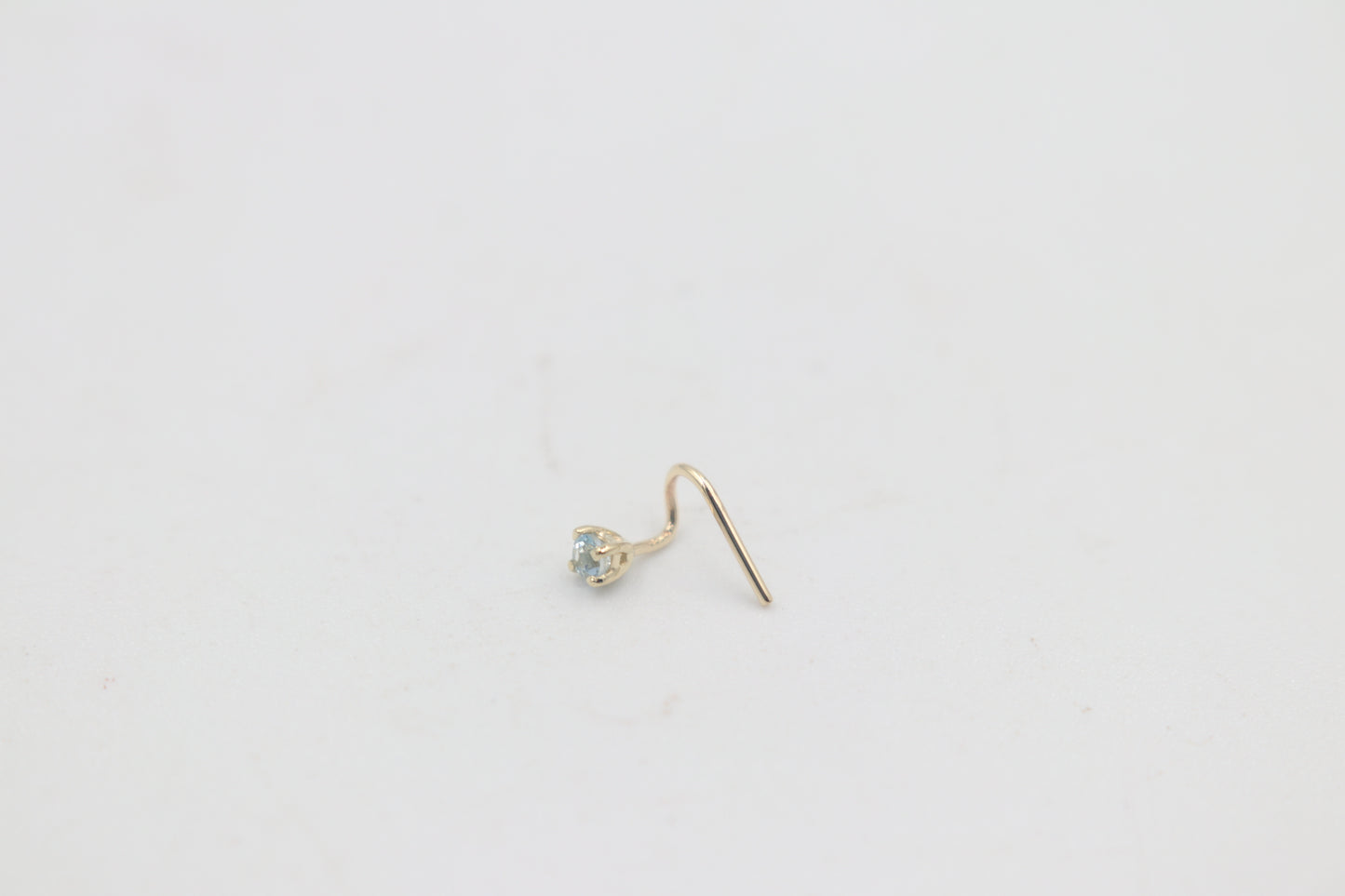 9ct  Gold Genuine Aquamarine Nose Stud 2mm