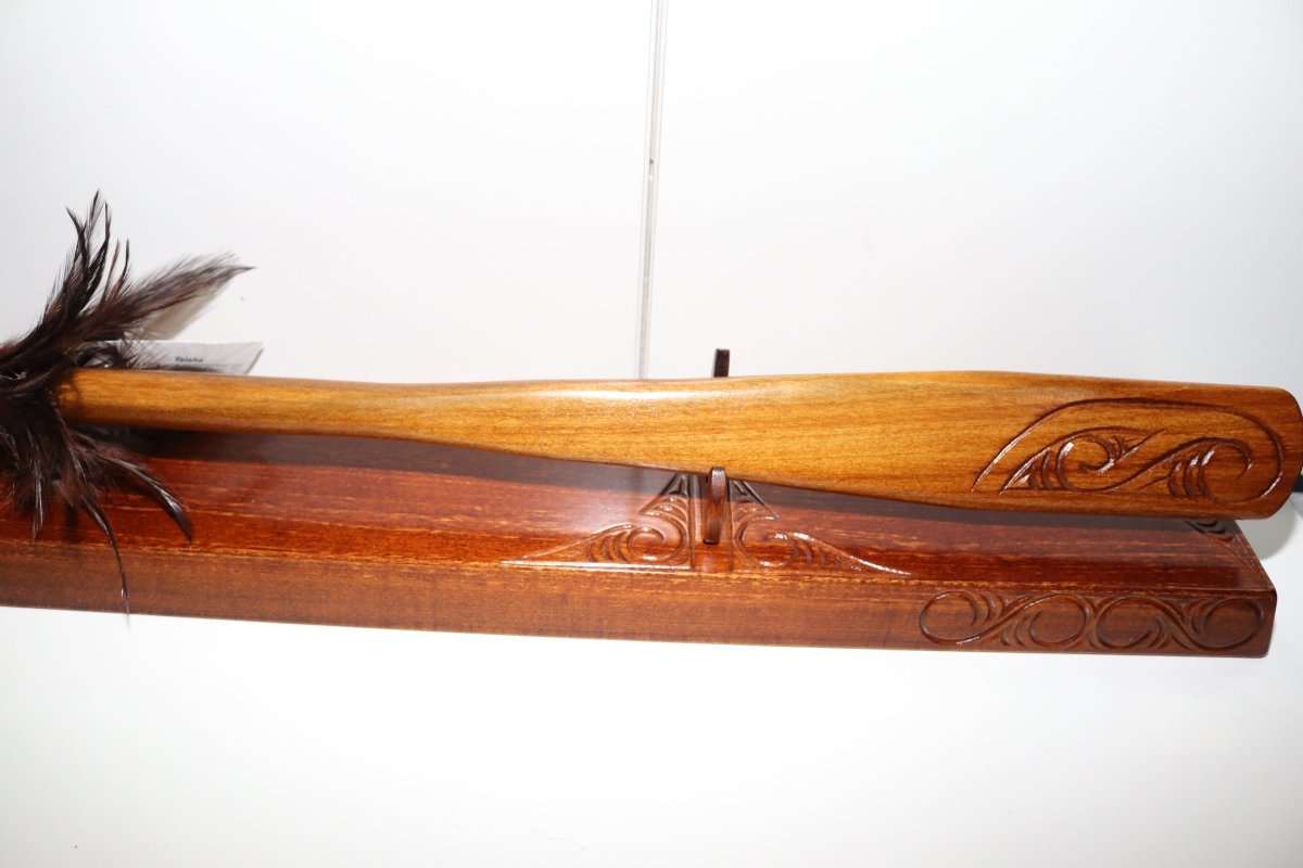 Wooden Taiaha with base and Greenstone Blade