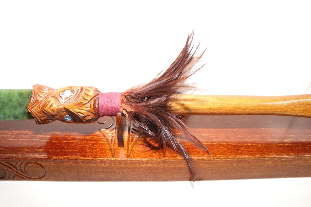 Wooden Taiaha with base and Greenstone Blade