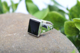 Stg Silver Heavy Mens Ring with Onyx