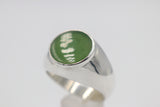 Stg Silver Mens Large Greenstone set Ring