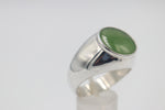 Stg Silver Mens Large Greenstone set Ring