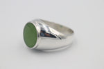 Stg Silver Mens Large Greenstone set Ring