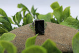 Stg Silver Heavy Mens Ring with Onyx and Fern