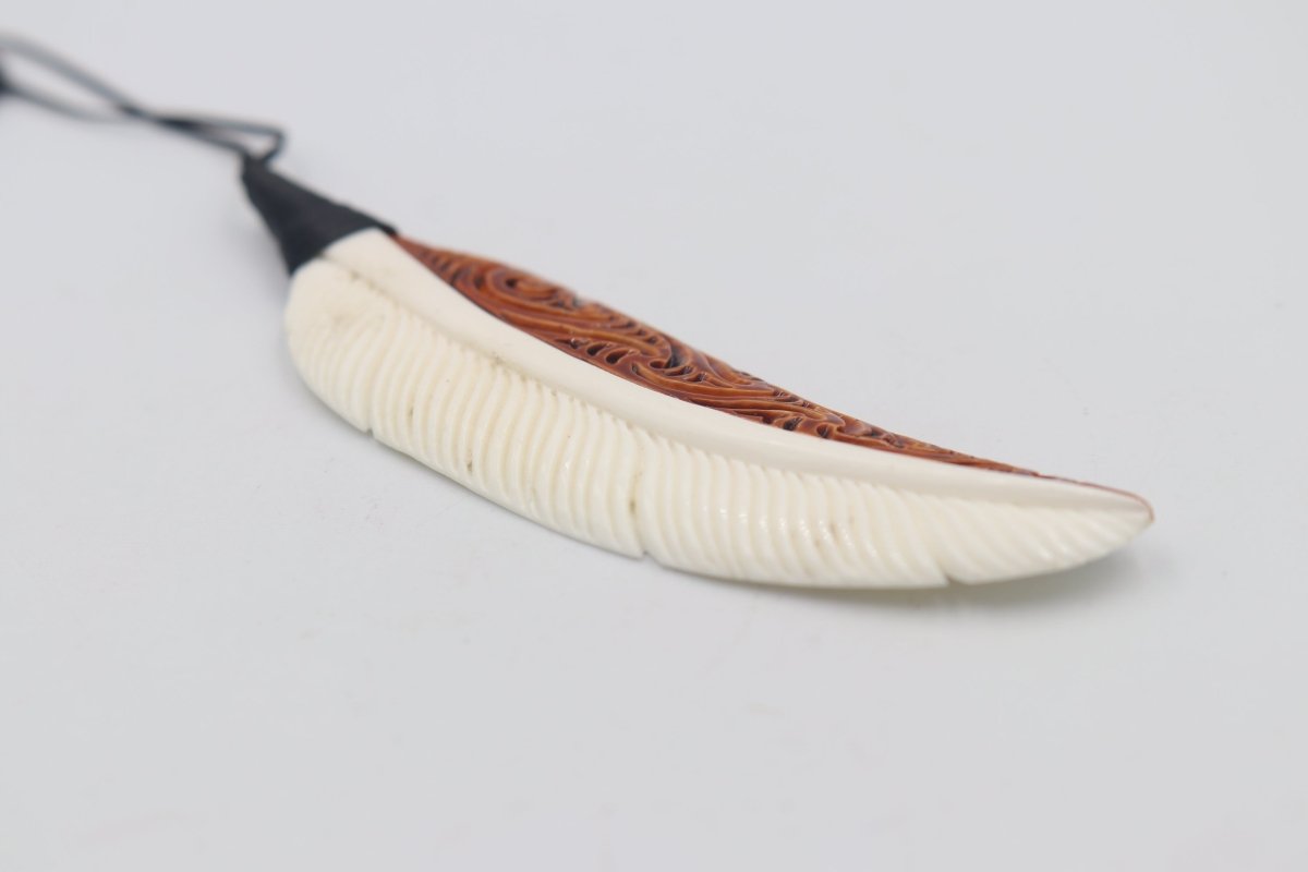 Bone Feather Pendant with Staining