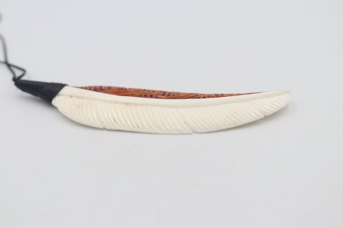 Bone Feather Pendant with Staining