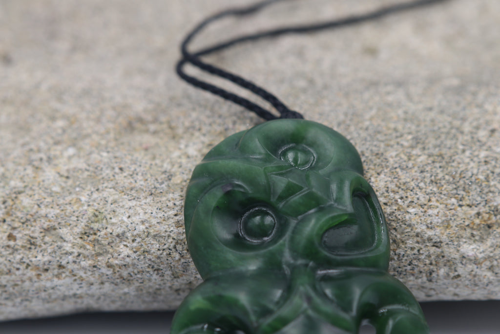 Vintage Carved Green Jade Maori Hei Tiki Pendant(s)